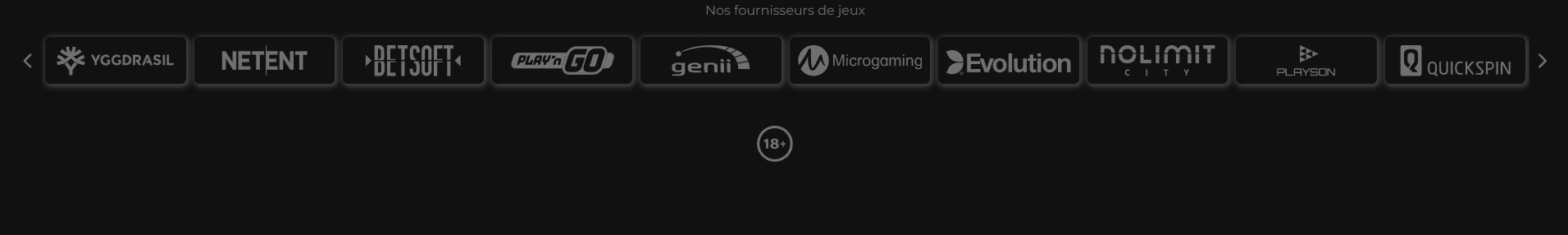 Fournisseurs de jeux disponibles sur Casino Extra, extra casino en ligne.